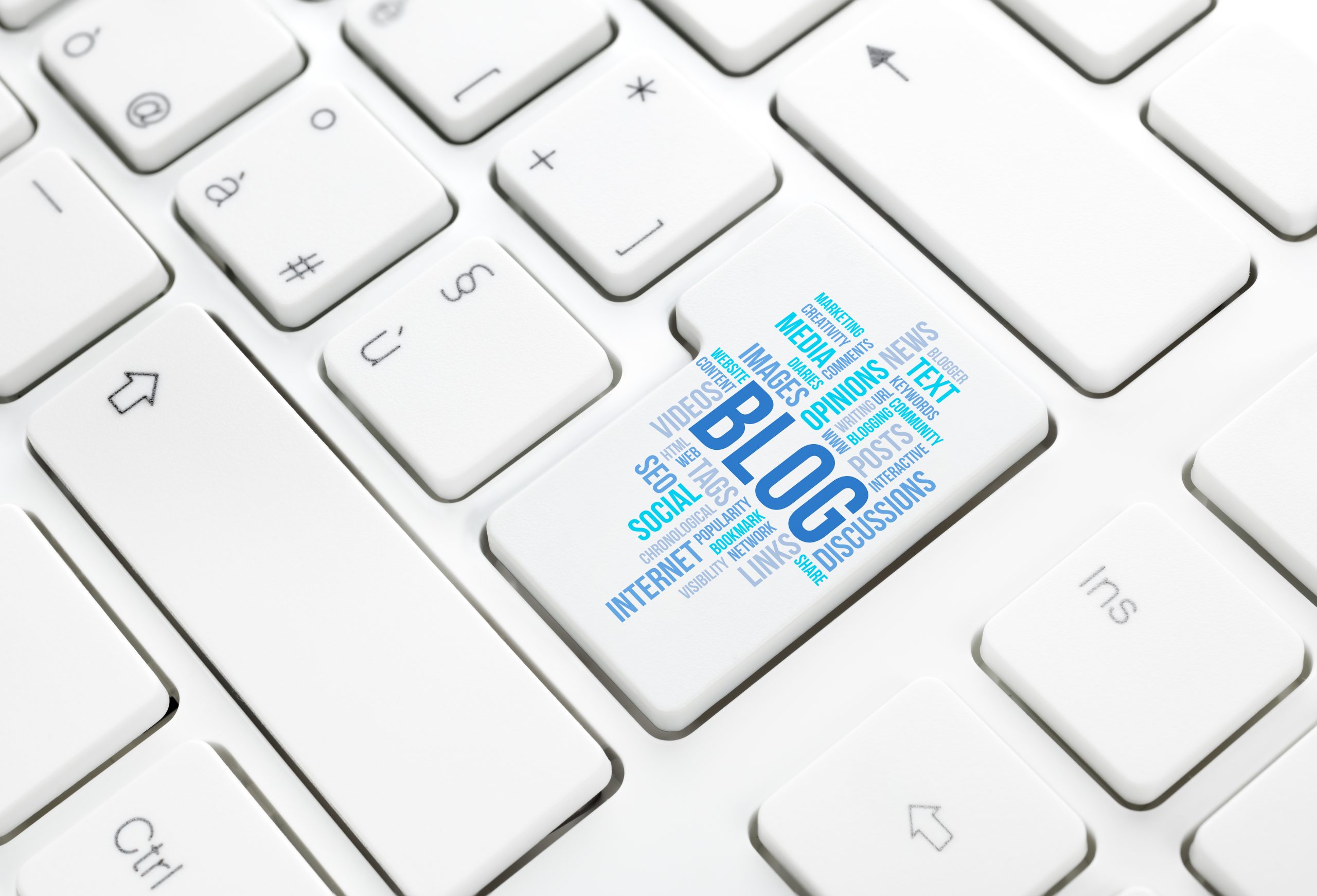 Blog word concept cloud in enter button or key on keyboard